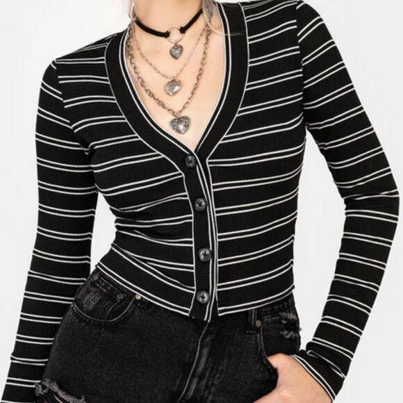 Disturbia Slash Cropped Cardi - Picture 1 of 4